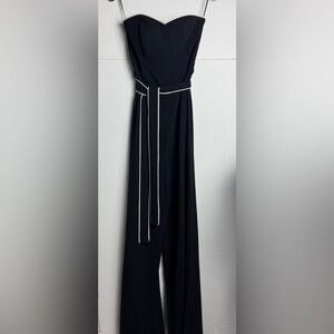 Strapless Jumpsuit With Belt Tie